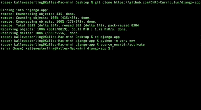 Animated GIF showing the result of the pip install command from the example above.