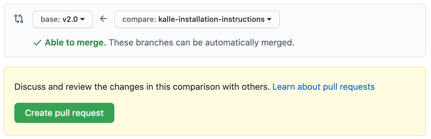 Screenshot detail of what a pull request that's able to merge looks like on GitHub