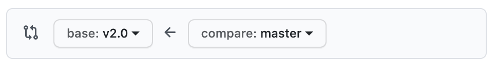 Screenshot detail of the comparison box in the Pull Request on GitHub