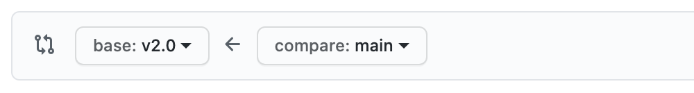 Screenshot detail of the comparison box in the Pull Request on GitHub
